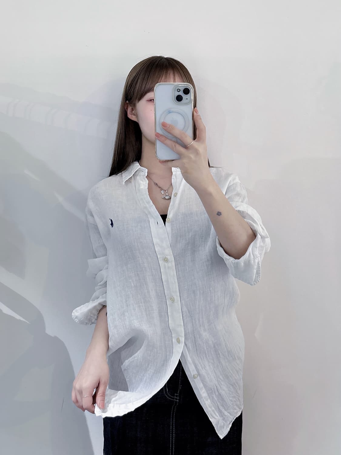 폴로랄프로렌 qr 네이비포니 린넨 셔츠 상품이미지1