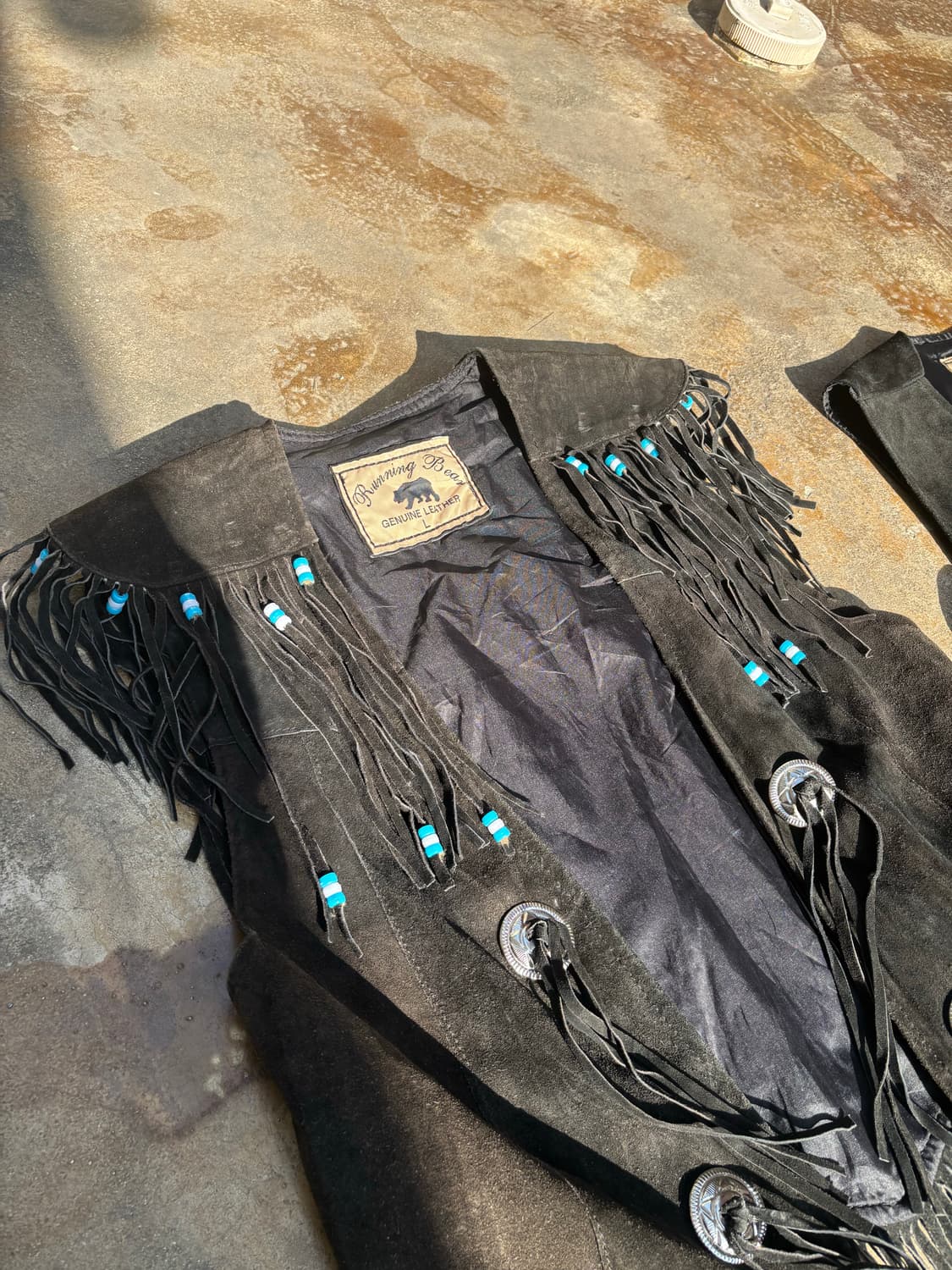 Vintage Native Style Fringe Leather Vest 상품이미지3