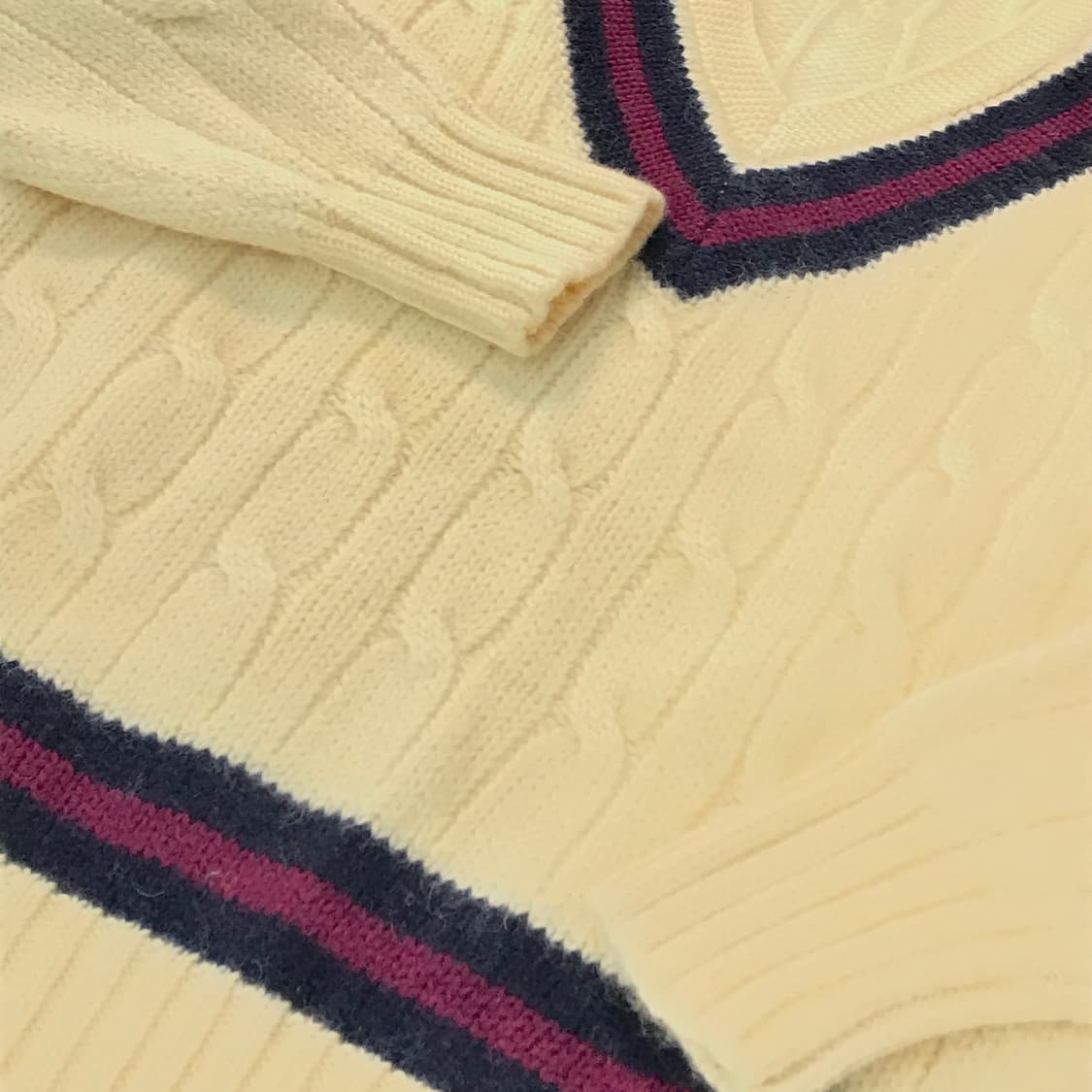 제이프레스 아이보리 헤비 퓨어울 케이블 크리켓 스웨터 남성 105 사이즈 상품이미지4