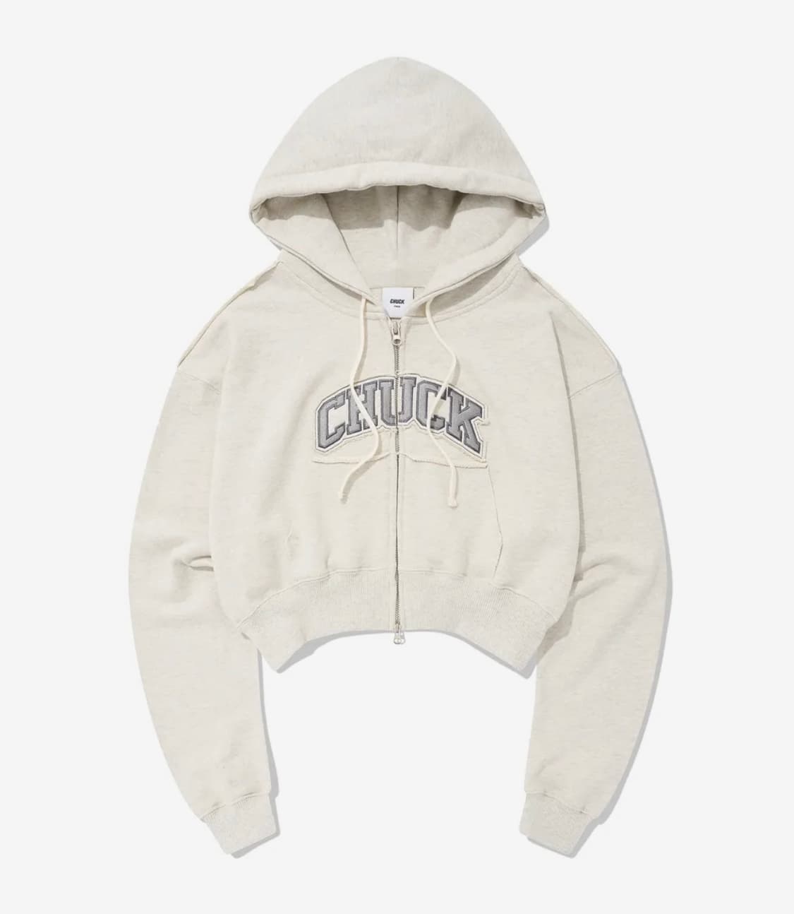 [척] 데미지 크롭 후드집업 (오트밀) 상품이미지1