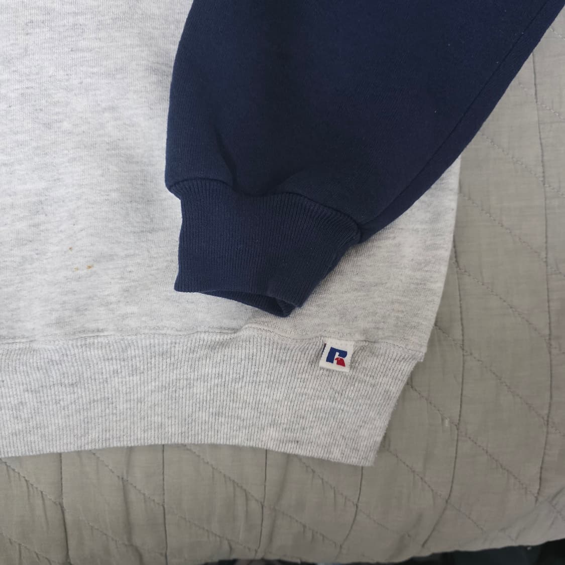 [XL] 90s 빈티지 러셀 애슬레틱 투톤 후드티 그레이/네이비 상품이미지2