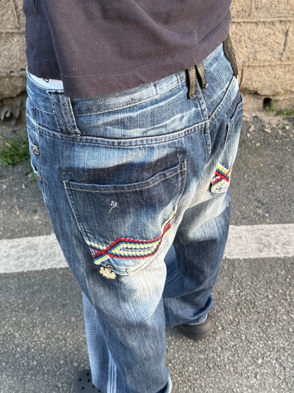 빈티지 자수 워싱 데님 팬츠 상품이미지6