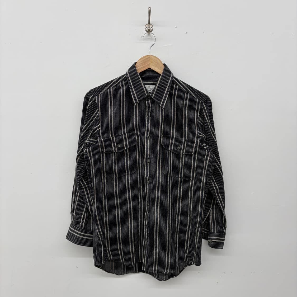 꾸레쥬 블랙 스트라이프 긴팔 셔츠 여성M 상품이미지1