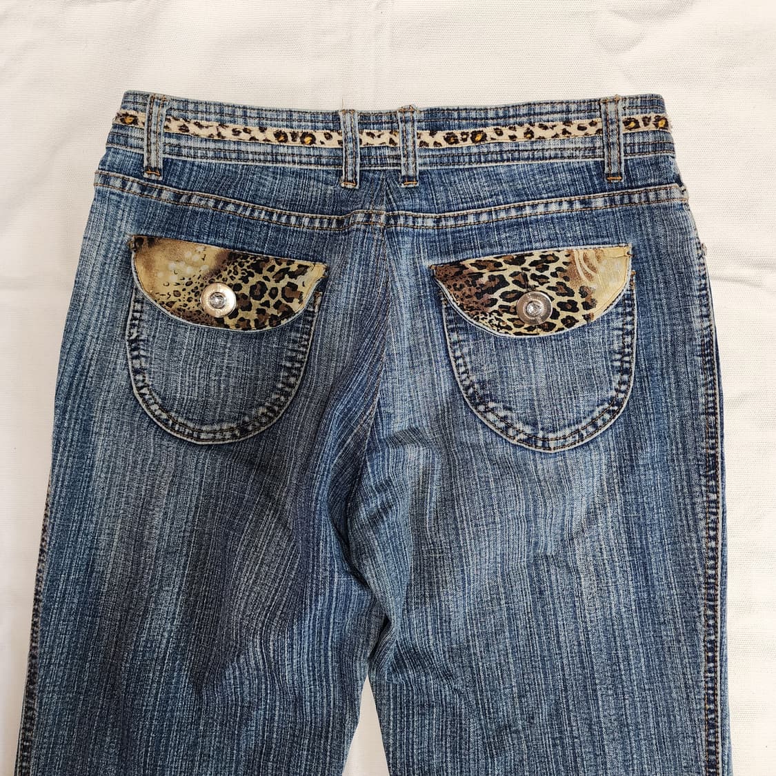 갸루 Y2k 스트라이프 연청 데님팬츠 상품이미지4