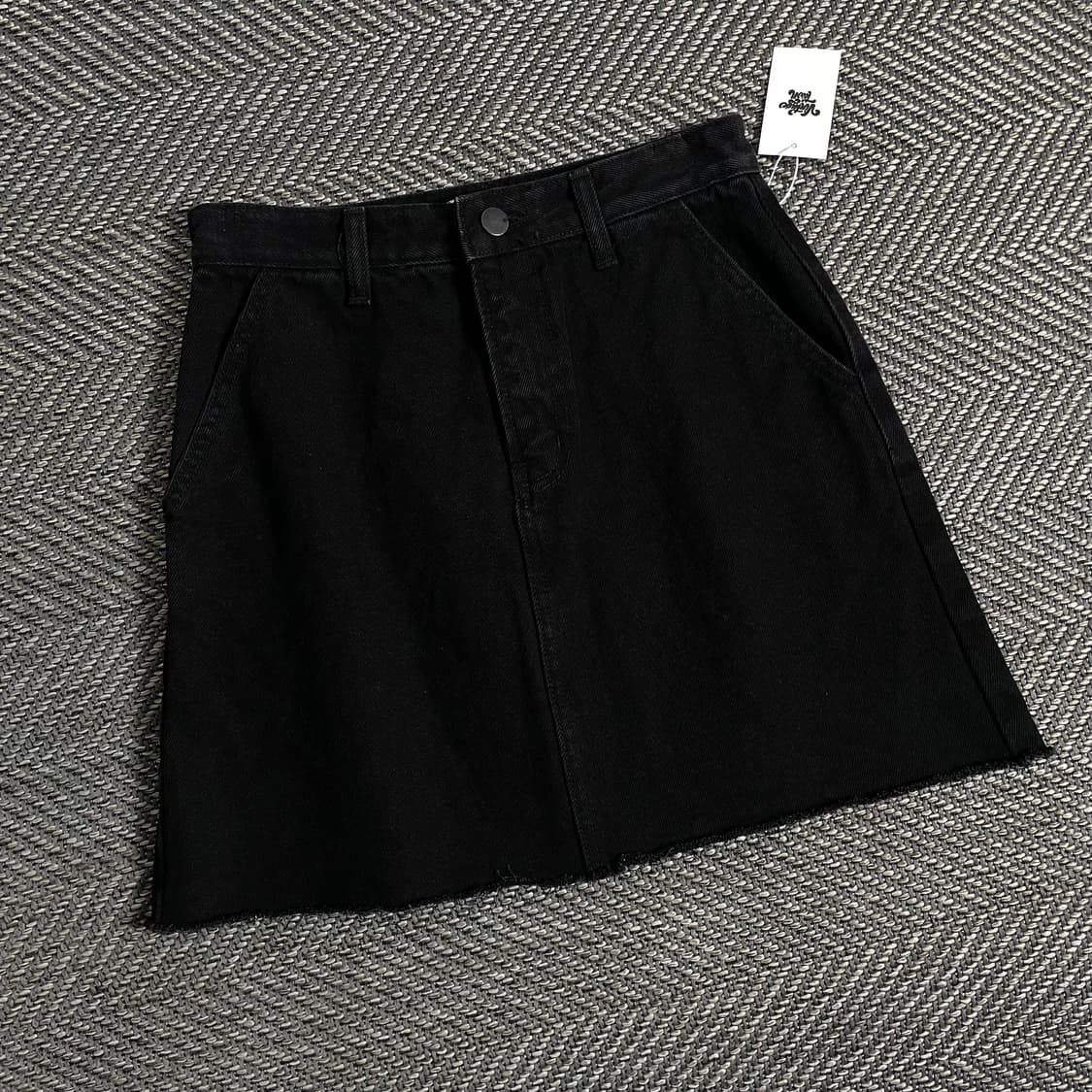 빈티지 블랙 데님 커팅 스커트 y 2853 상품이미지1