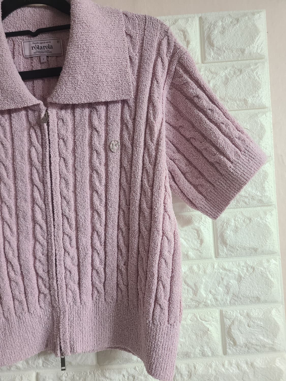 로라로라 케이블 반팔 크롭 니트 상품이미지2