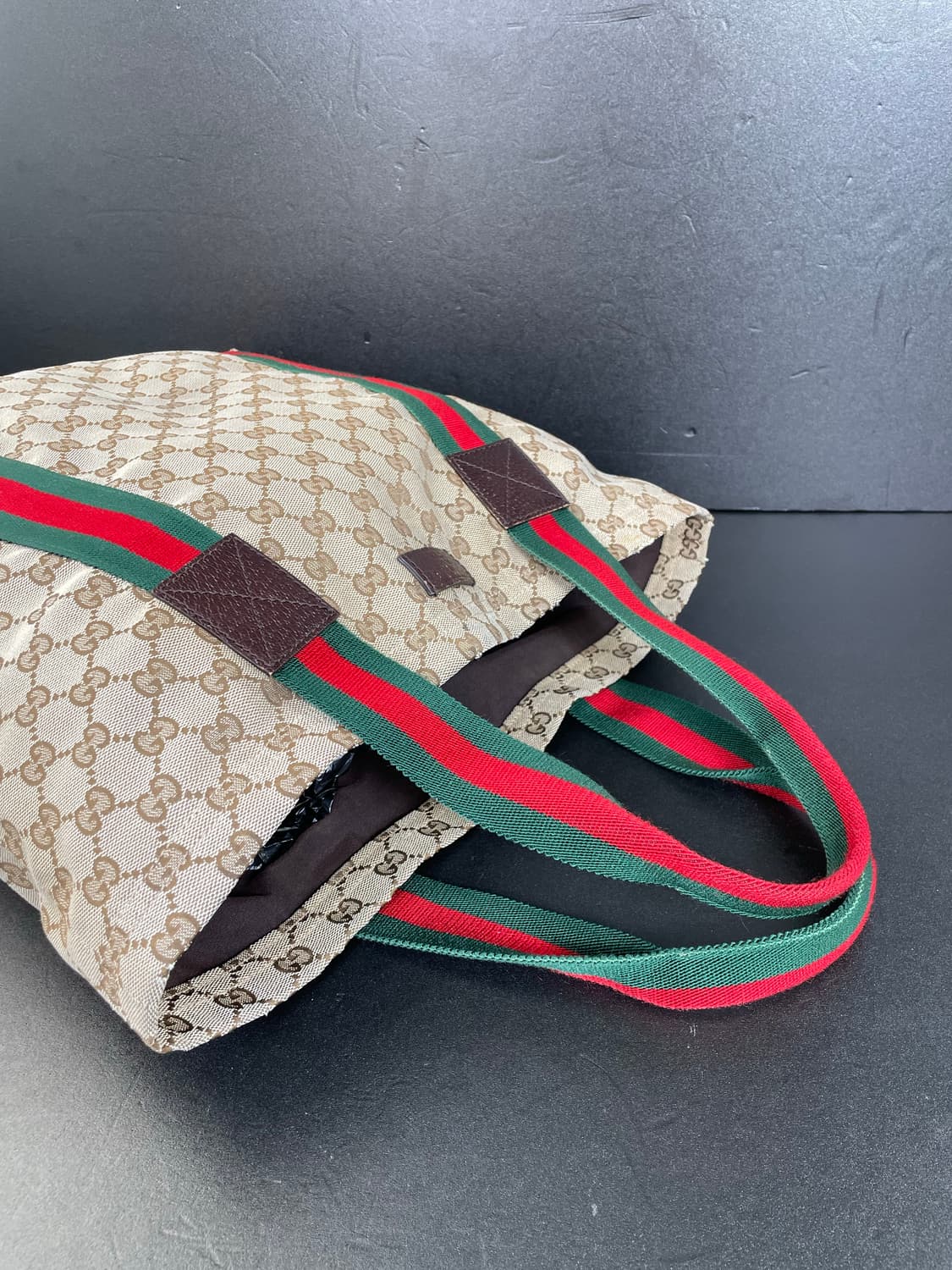 GUCCI 구찌 GG 쟈가드 브라운 삼선 토트백 카바스 숄더백189669 상품이미지7