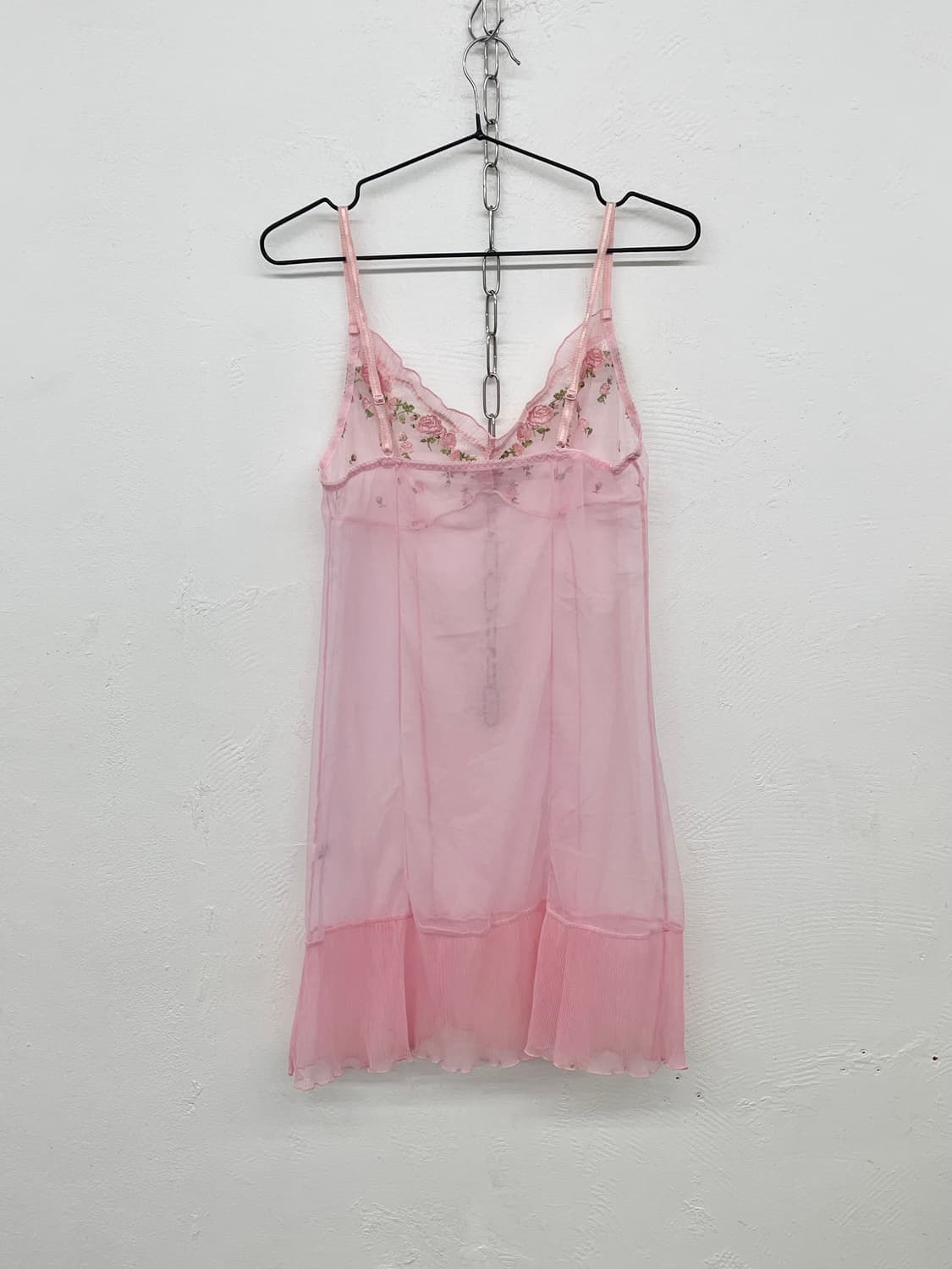 핑크 시어 자수 레이스 슬립 상품이미지6