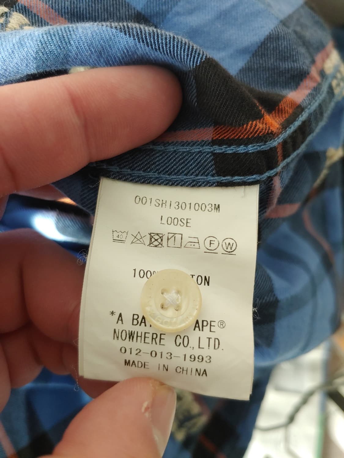 [2XL] 베이프 로고 체크 원포인트 사루 셔츠 블루 (루즈핏) 상품이미지4