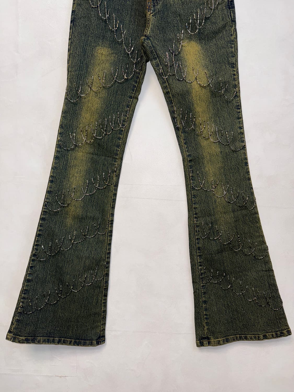 Washing green denim fairy beads 부츠컷팬츠 상품이미지3