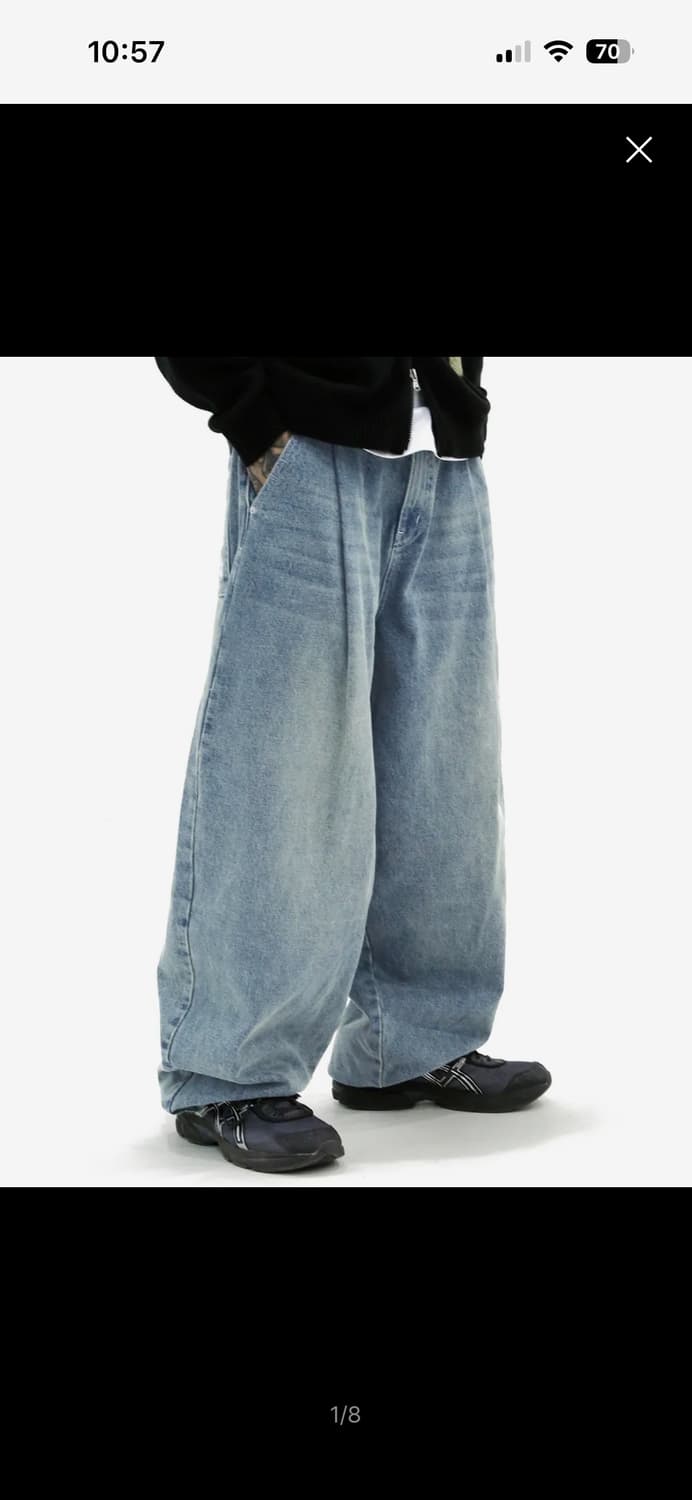 엑스톤즈 XP172 빅 와이드 벌룬 데님 팬츠 (BLUE)  상품이미지1