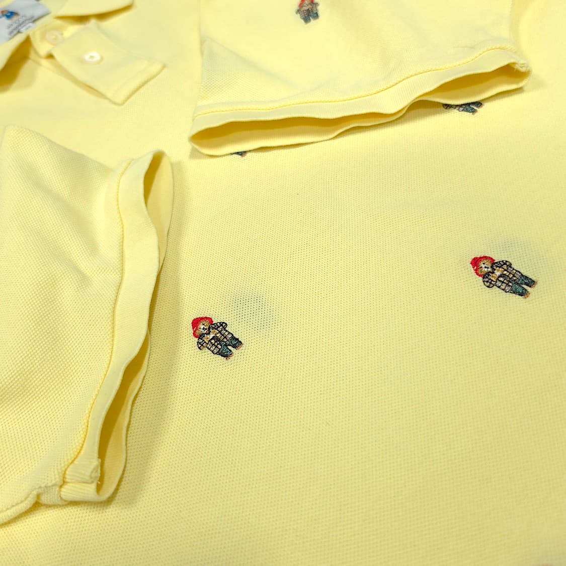 [105] 헤지스 옐로우 패딩턴 체크베어 자수 PK 반팔 카라티셔츠 상품이미지6