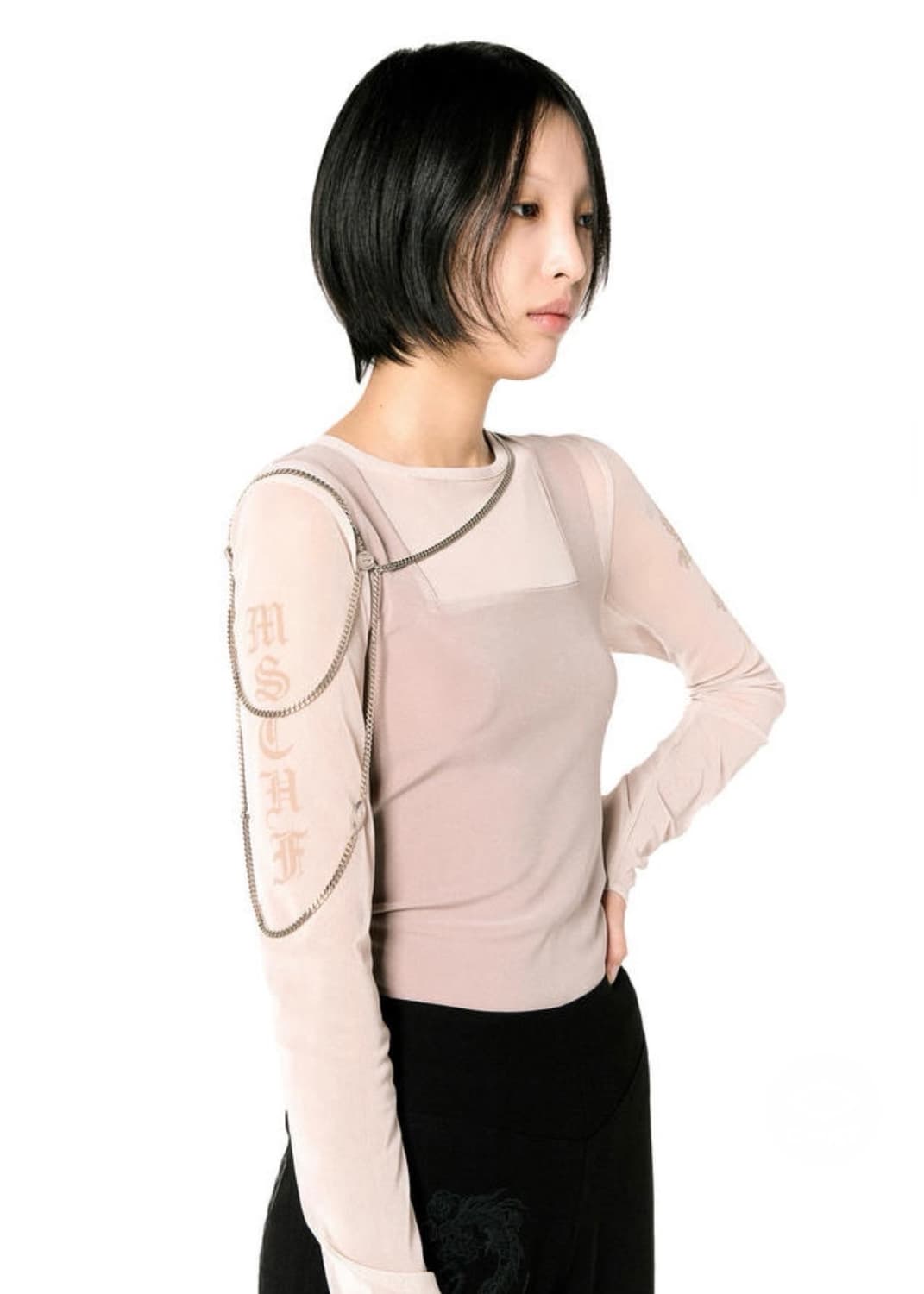 미스치프 메쉬 탑 베이지 상품이미지1