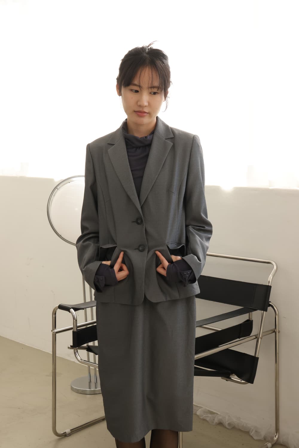 THEORIA 그레이 정장 셋업 상품이미지4