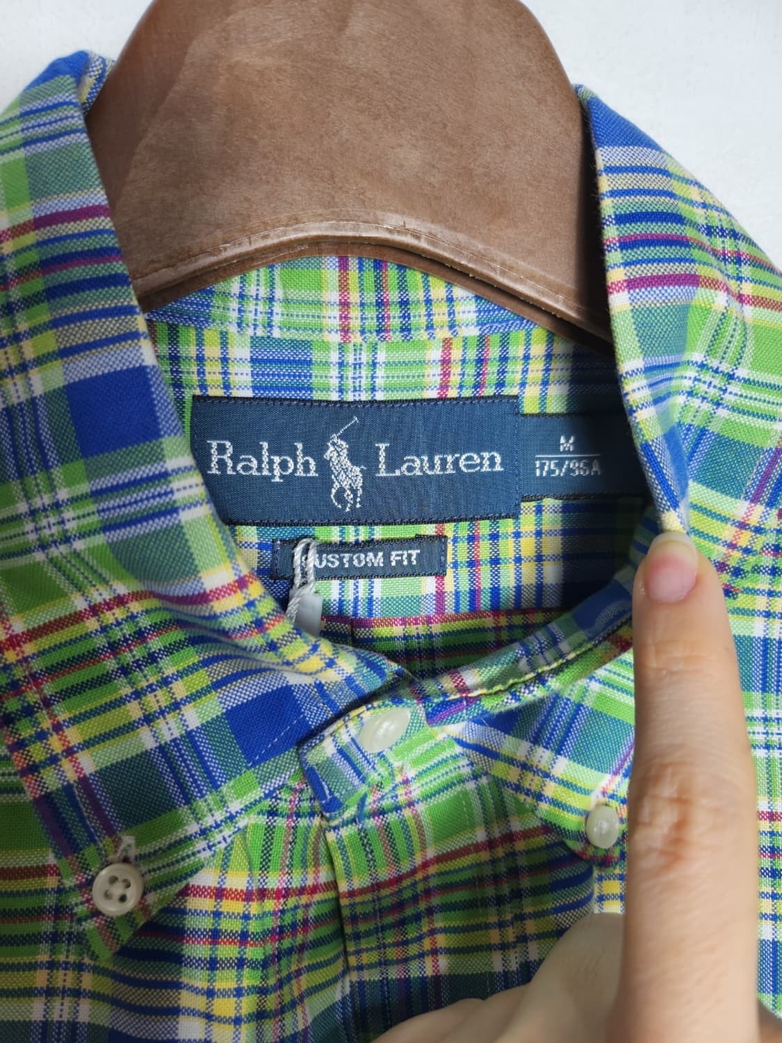 M 폴로 랄프로렌 그린블루 체크 셔츠 상품이미지3