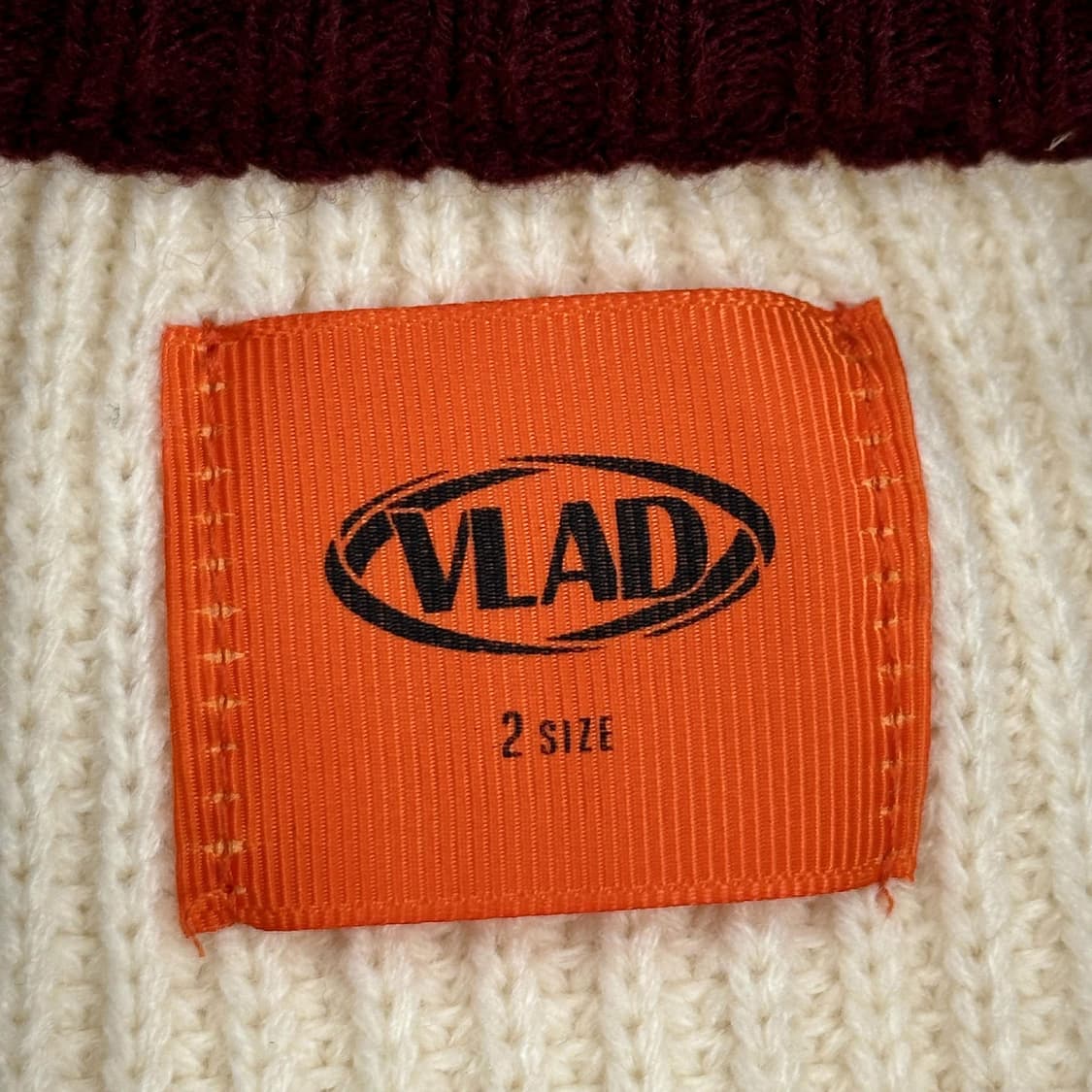 VTG 빈티지 아이보리 버건디 배색 니트 (실측 XL) 상품이미지5