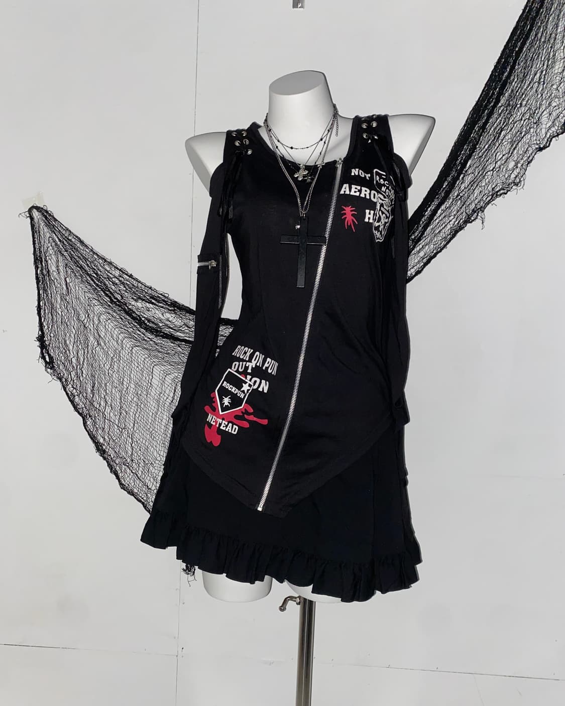 ꒰ঌ 어딕트랩 펑크 고스 스컬 롱슬리브 ໒꒱ 상품이미지1