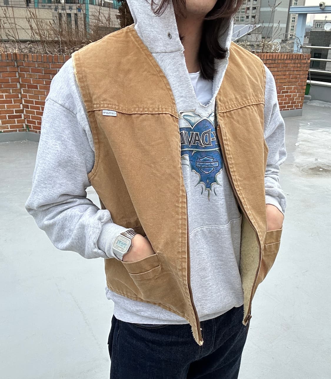 (L) 90s 칼하트 쉐르파 워크 베스트 상품이미지1