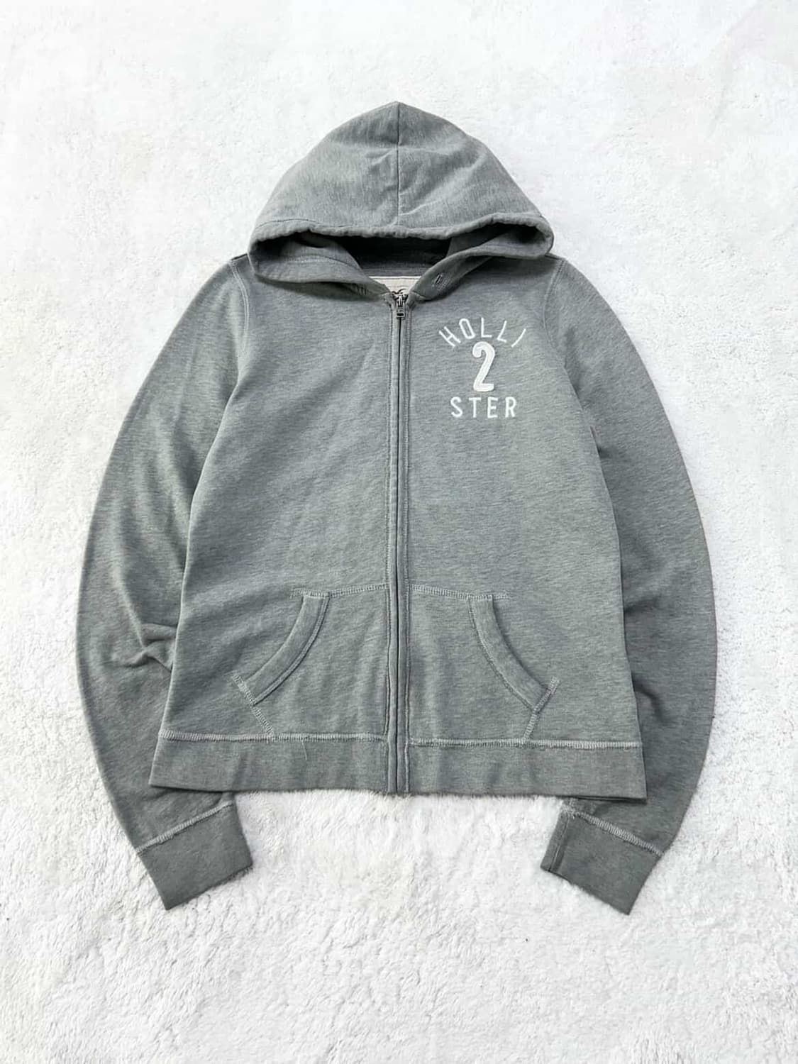 홀리스터 자수로고 그레이 후드집업 상품이미지5