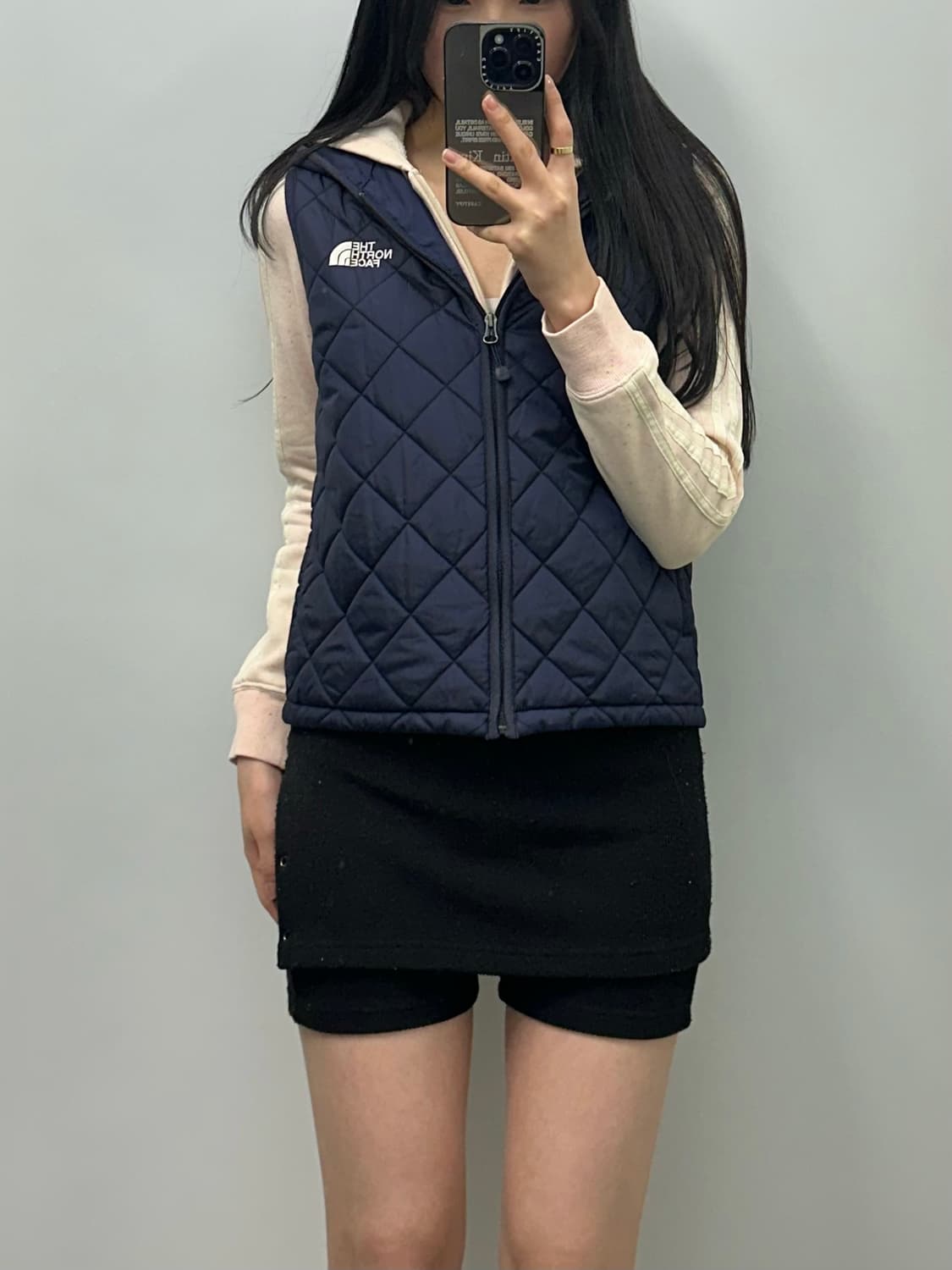 노스페이스 자수로고 후드 퀼팅 조끼패딩 상품이미지1