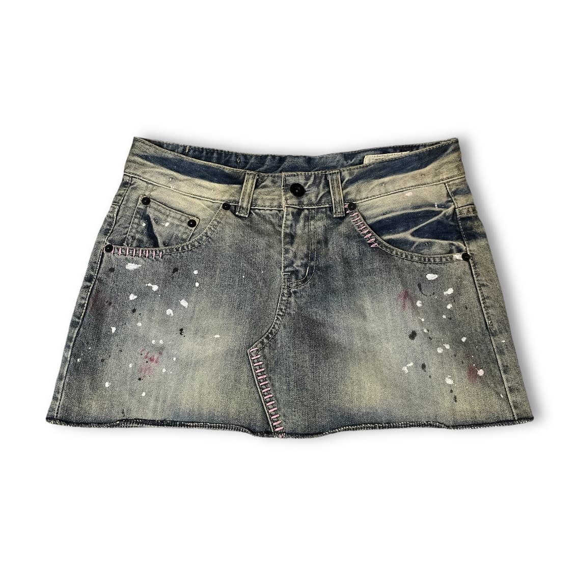 (30) 블루라인 데님 페인팅 숏 스커트 상품이미지1