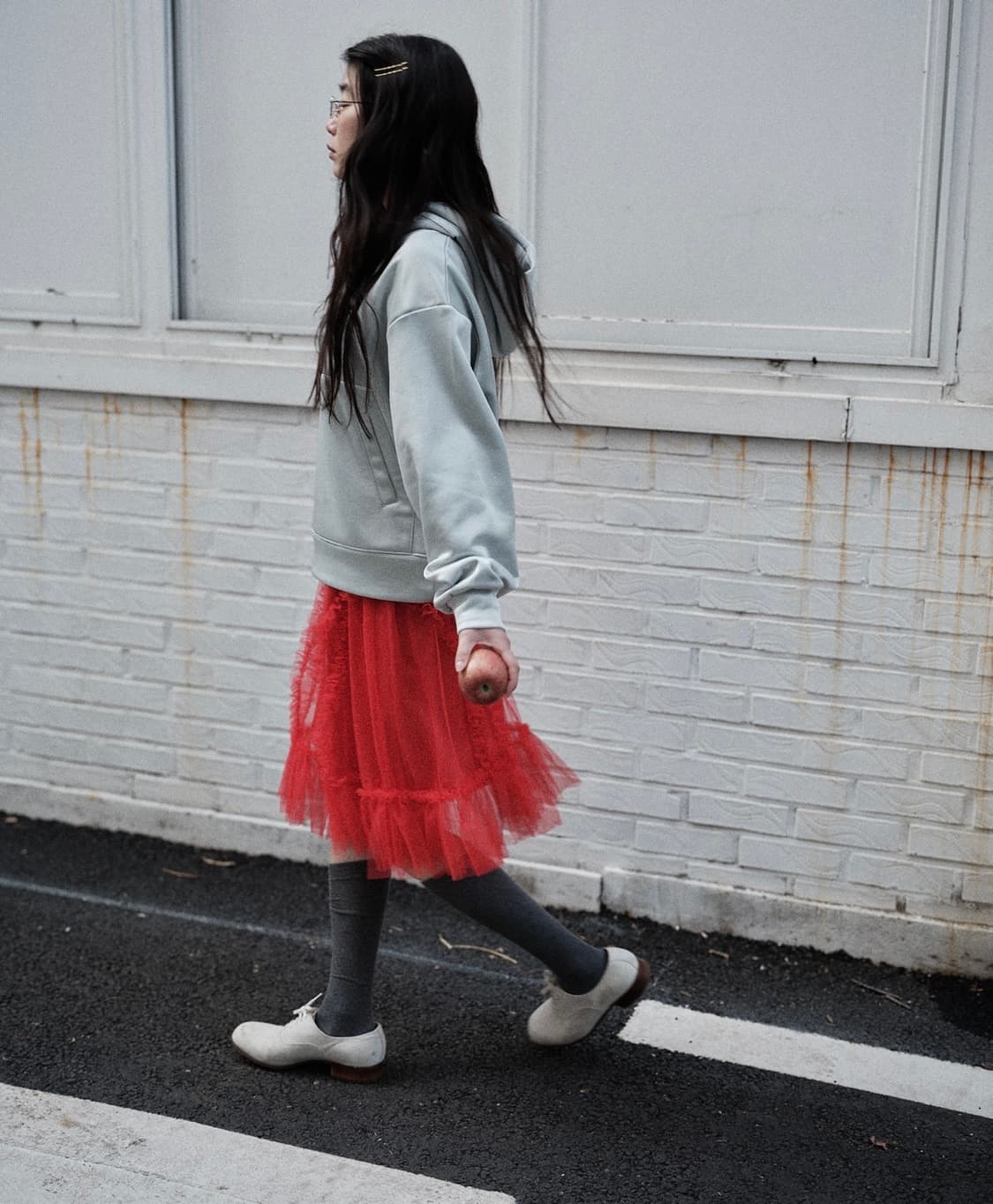 생긴스튜디오 밴딩 러플 샤스커트 레드 상품이미지1