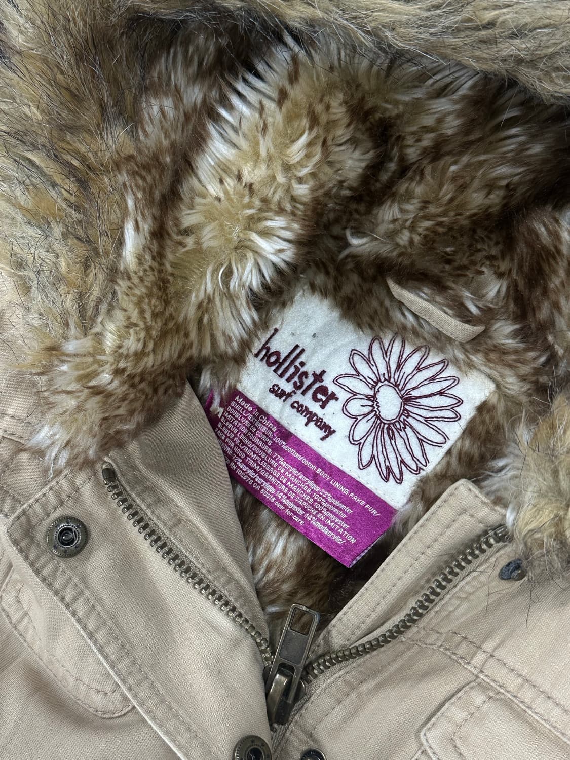 홀리스터 베이지 퍼 후드 자켓 상품이미지4