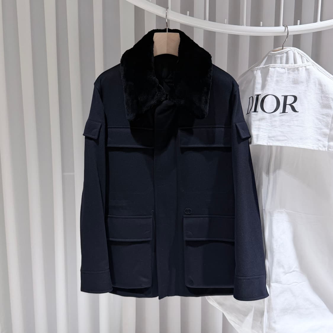 (S+ / 48) / 디올 시어링 퍼 캐시미어 블랙 자켓 상품이미지1