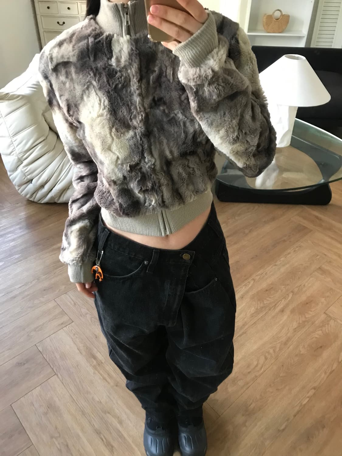 vintage crop fur zip up 상품이미지2