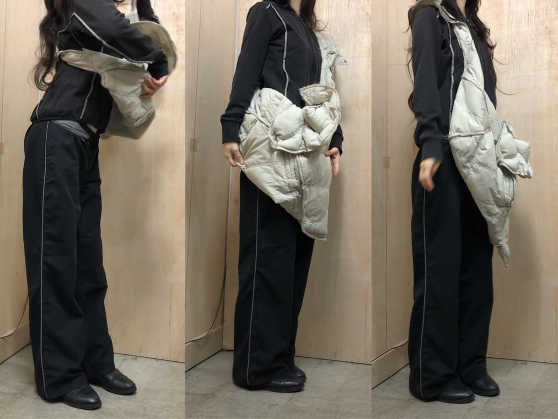 [직수입] 빈티지 핸드메이드 퀼티드 크로스 백 그레이 상품이미지4