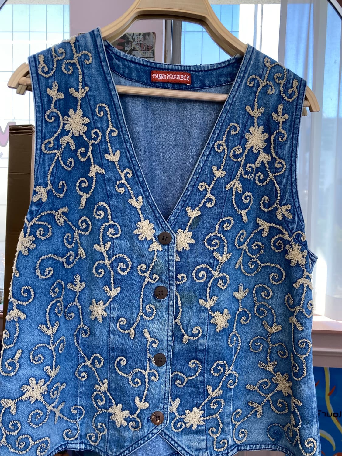 에스닉 자수 데님 베스트 상품이미지2