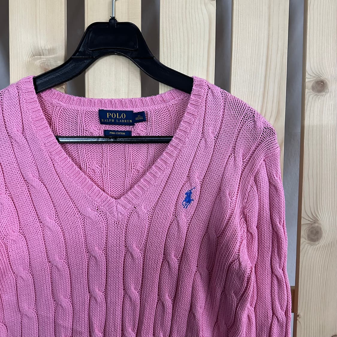 (XS) 폴로 랄프로렌 핑크 케이블 브이넥 니트 스웨터 상품이미지5