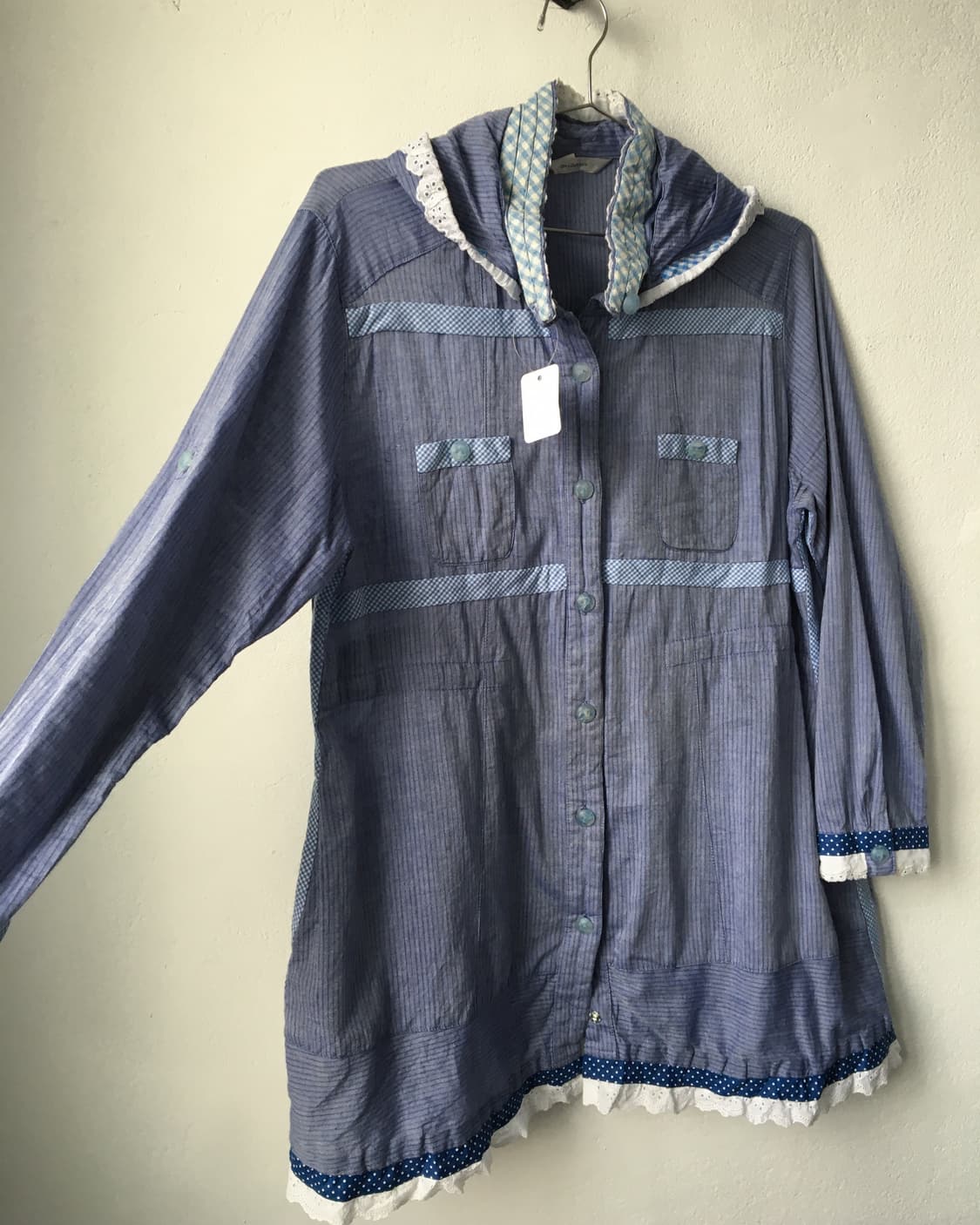 Dot pattern trimming high neck hood jack 상품이미지4