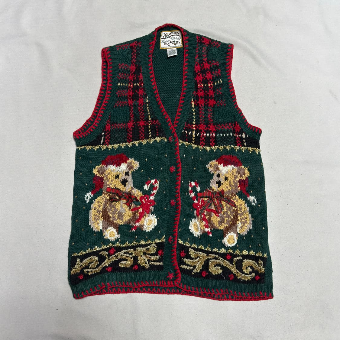 M 00s 티아라 크리스마스 핸드 니트 베스트 상품이미지2