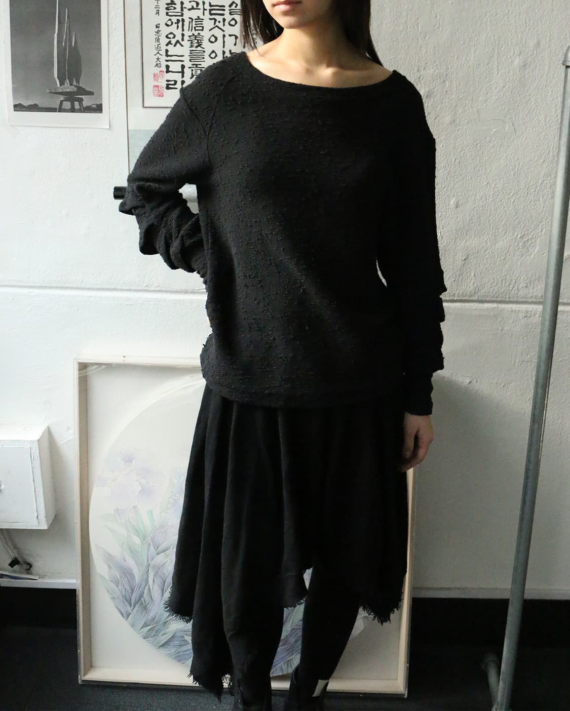 토가 아카이브스 블랙 러플 니트 탑 상품이미지2