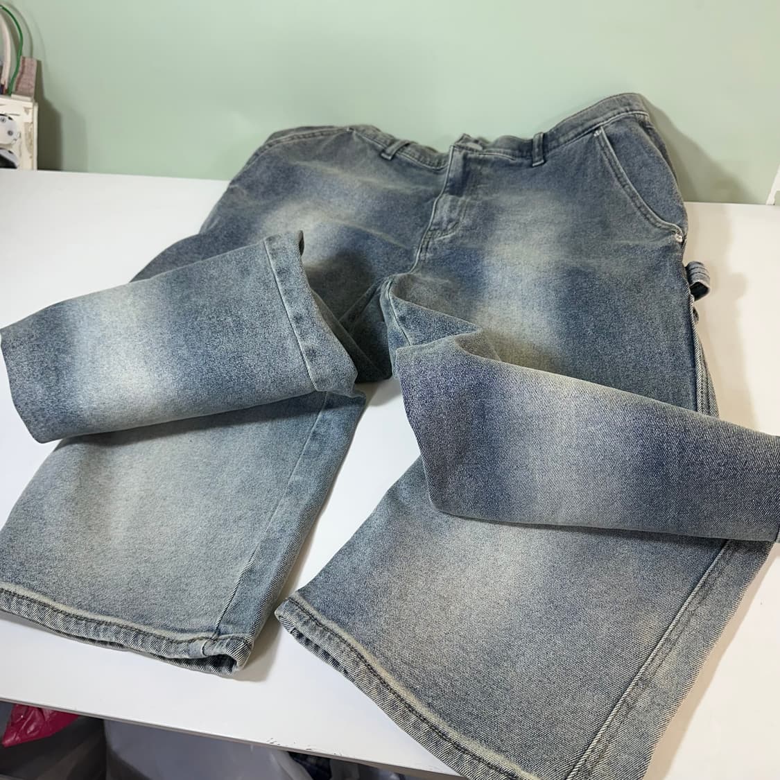 M 빈티지 중청워시드 세미와이드핏 카펜더 데님팬츠 상품이미지4