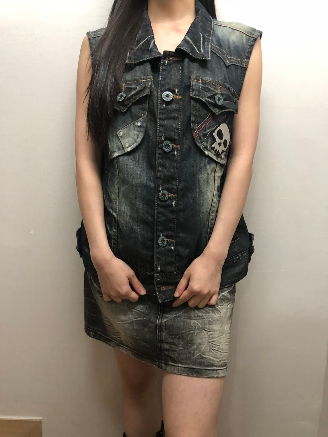 빈티지 버커루 데님 펑크 베스트 상품이미지7