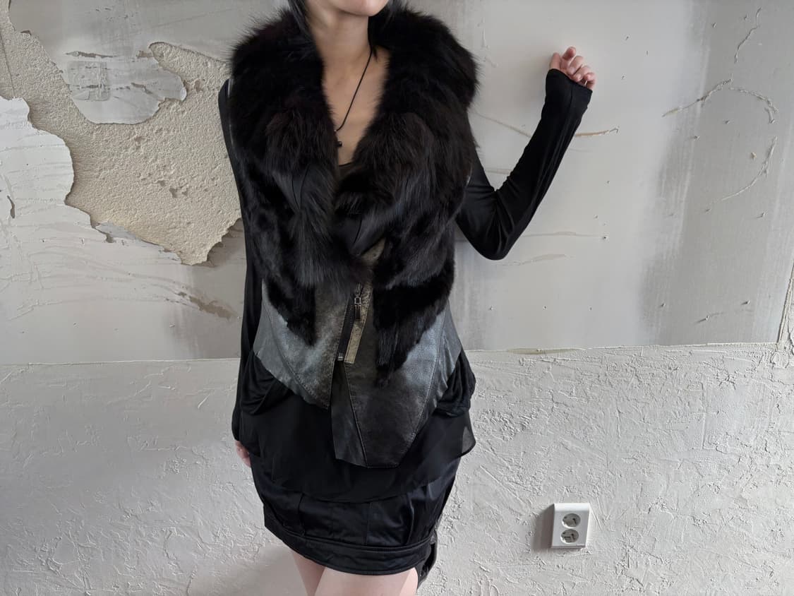 fox fur sheepskin vest 상품이미지2