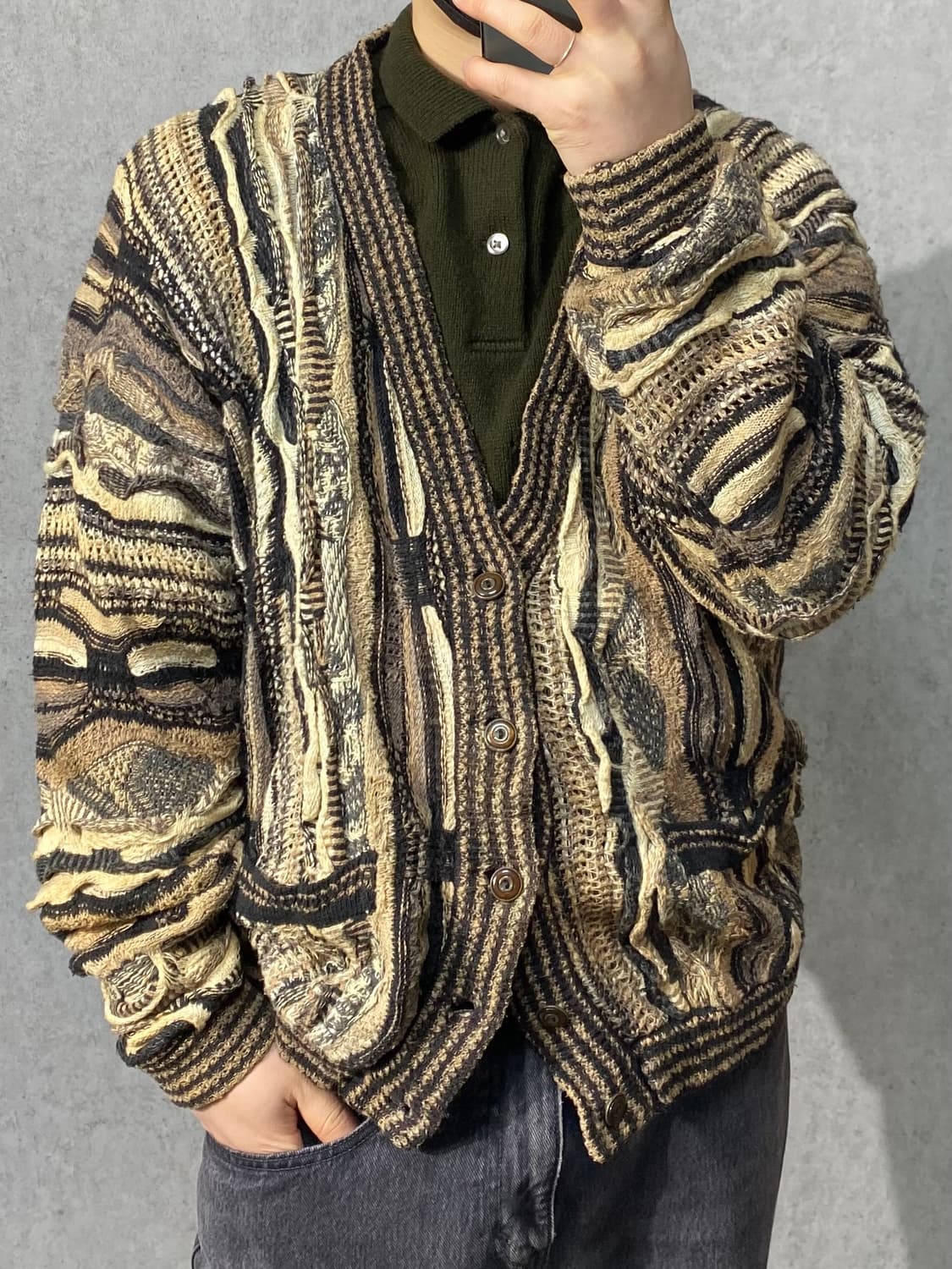 [M] 90s COOGI 쿠지 오스트레일리아 케이블 니트 가디건 상품이미지7