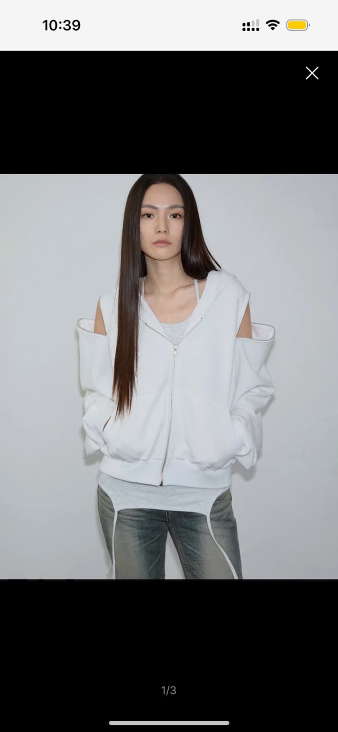 이네기 오픈 숄더 후드집업 상품이미지1