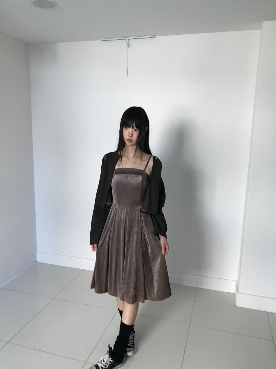Velvet brown slip dress 상품이미지2