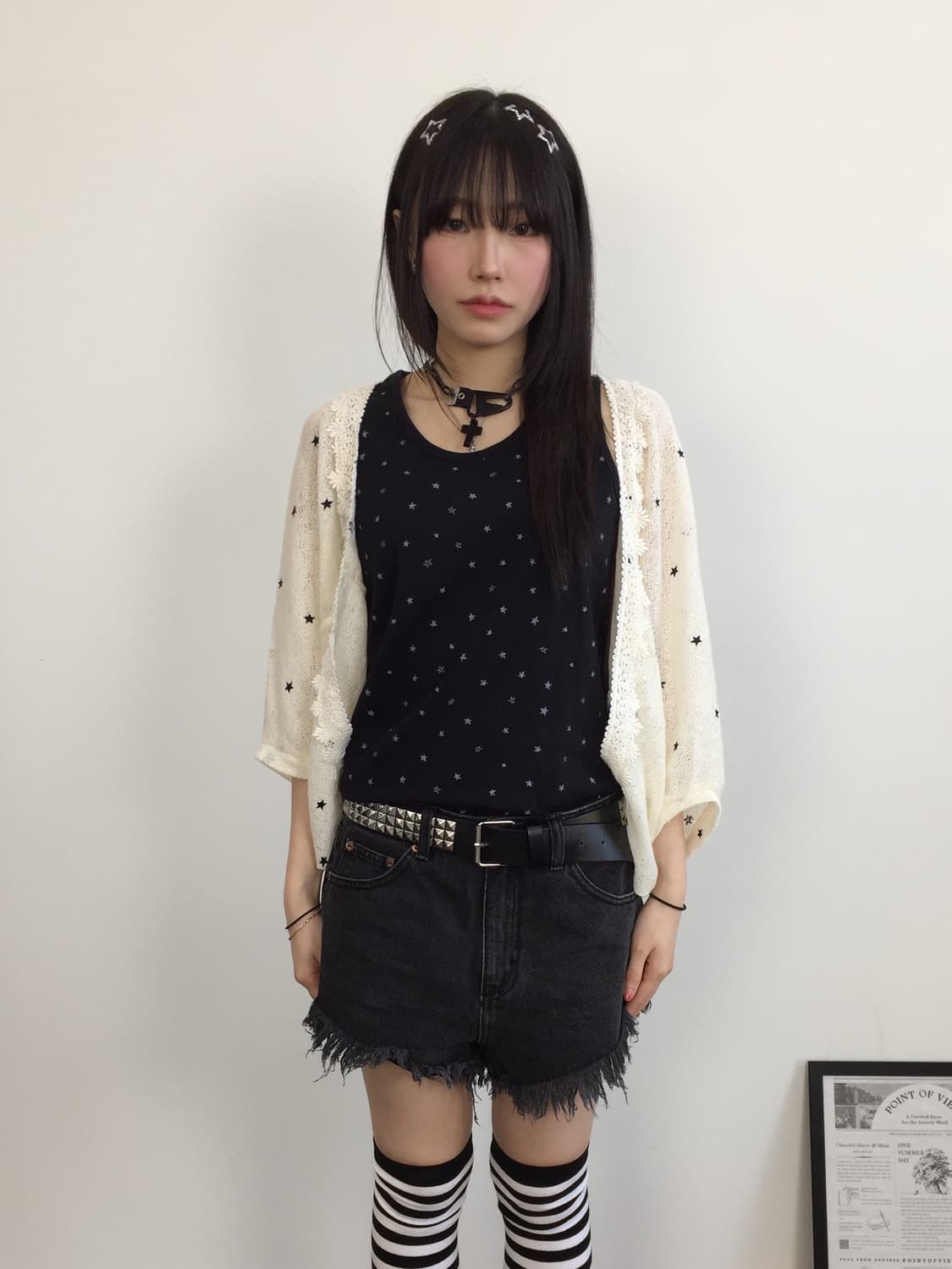 'Blue Strive' Ivory Star Cardigans 상품이미지4
