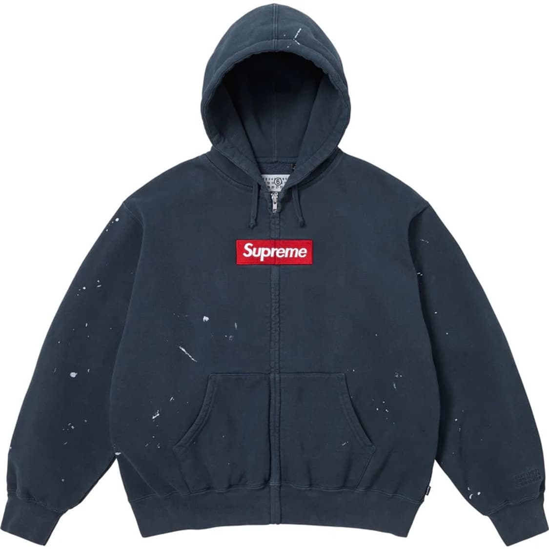 슈프림 x MM6 메종 마르지엘라 박스로고 집업 후드 스웨트셔츠 네이비 상품이미지1