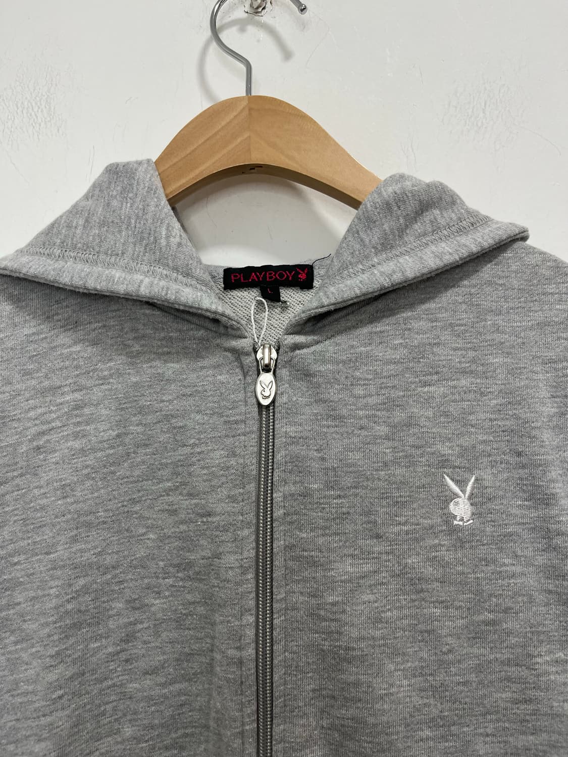 Play boy 로고 자수 캉캉 레이어드 롱후드집업 상품이미지5
