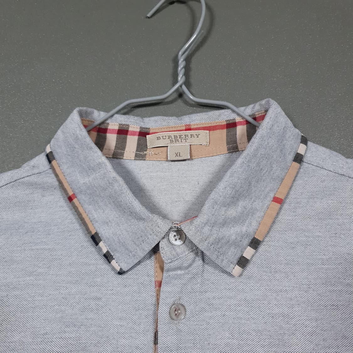 여성 XL) 버버리 크레스트 노바체크 반팔 카라티 폴로 피케 셔츠 그레이 상품이미지5