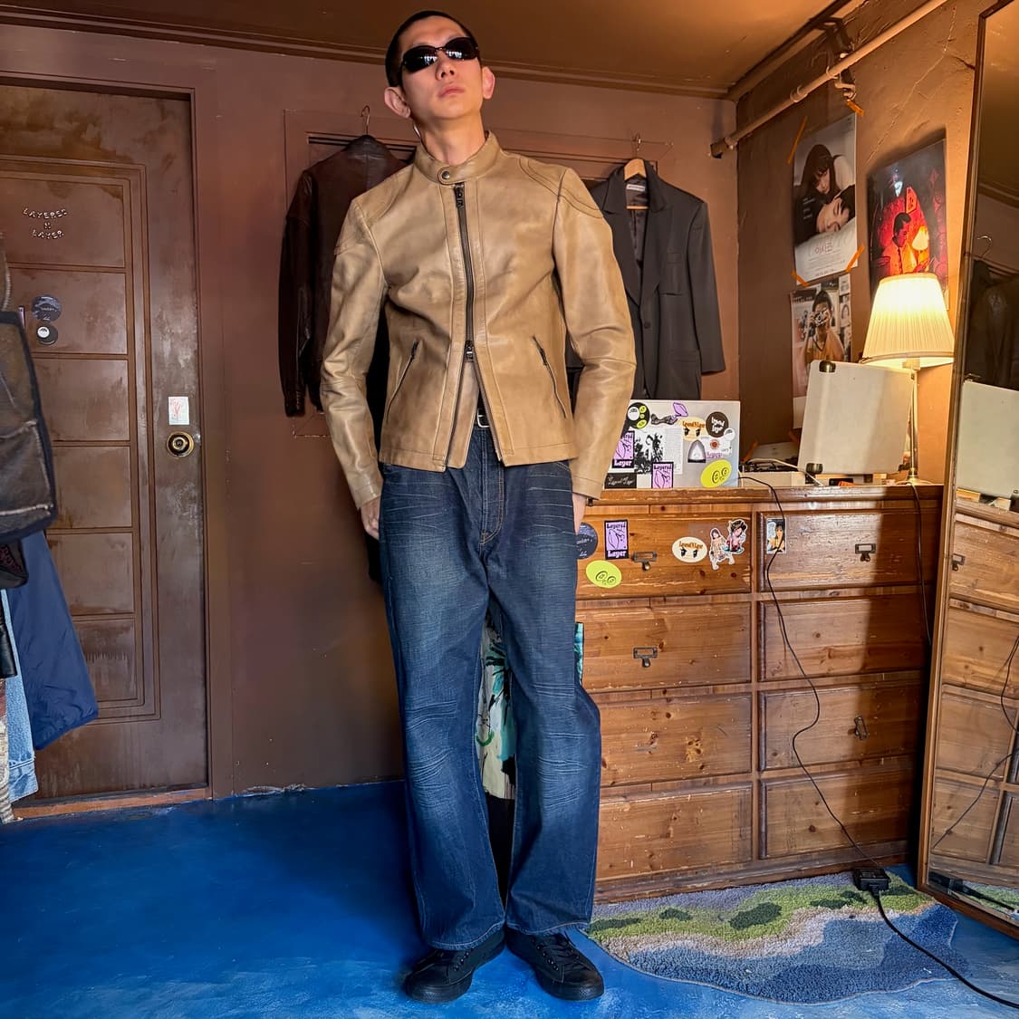 Armani 2-Way Zipped Leather Jacket 상품이미지4