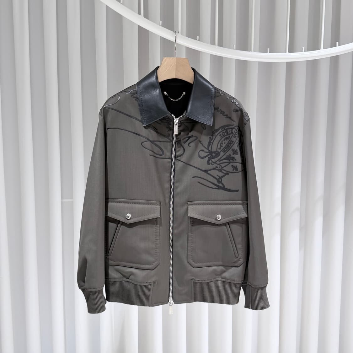 48 / 벨루티 브라운 스크리토 레더 카라 자켓 상품이미지3