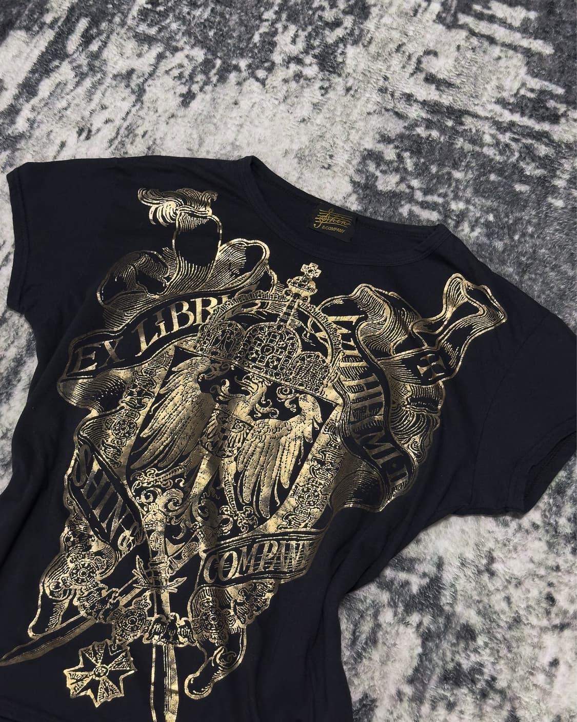 {UNKNOWN} Metal Gold Printed Cropped Tee 상품이미지5