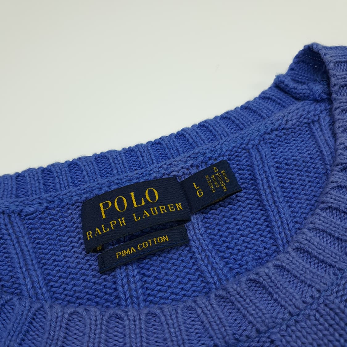 CN742W L 폴로 랄프로렌 로얄블루 케이블 반팔 니트 스웨터 상품이미지3