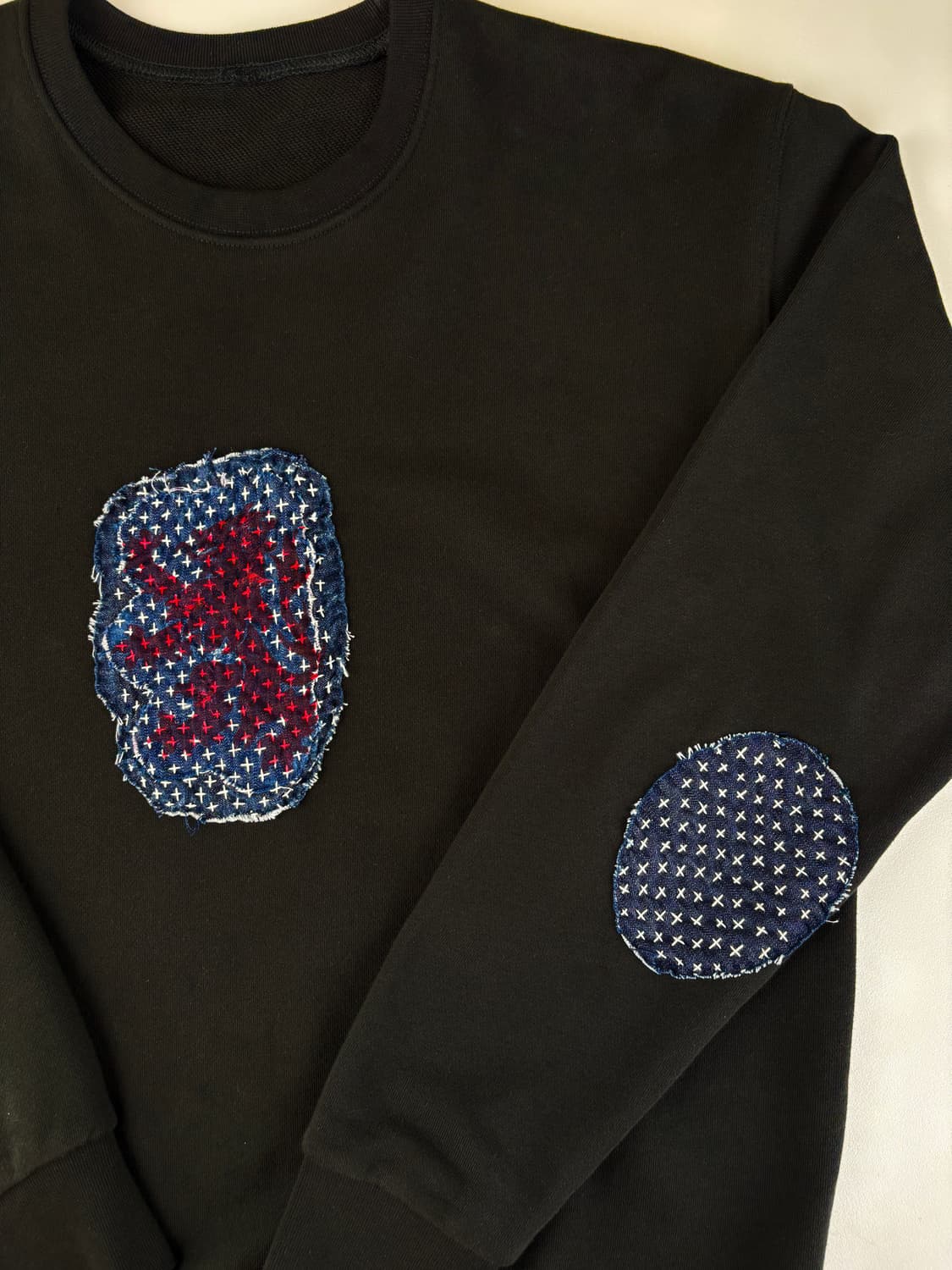 sashiko denim sashiko-boro sweat shirt 상품이미지1